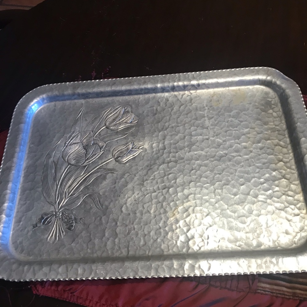 MID CENTURY MODERN ETCHED ALUMINUM TRAY by RODNEY KENT - Picture 3 of 15